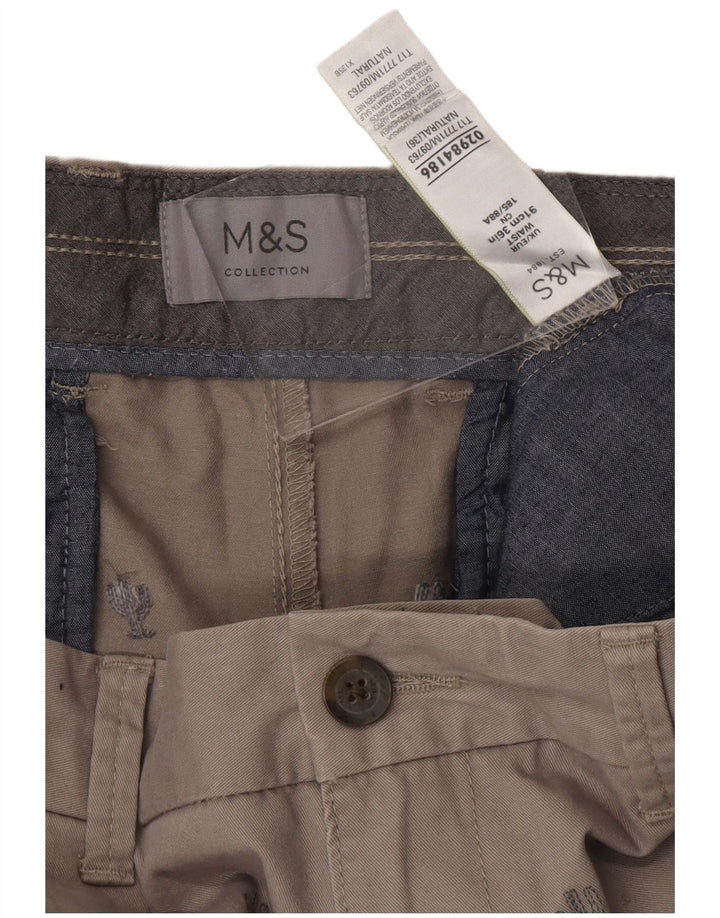 MARKS & SPENCER Ανδρικό σορτς Chino W36 Μεγάλο βαμβακερό γκρι στίγματα