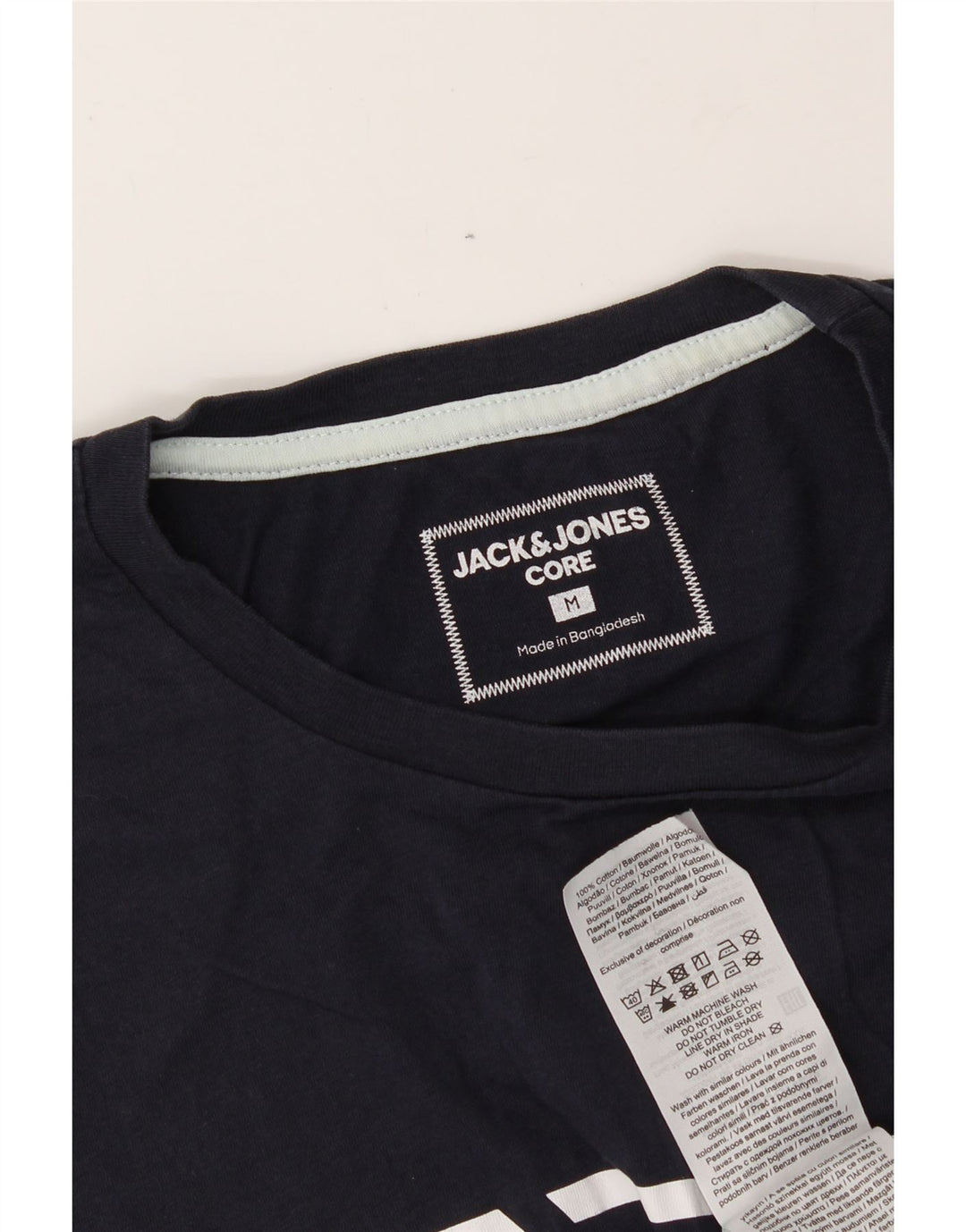 JACK & JONES Mens Graphic T-Shirt Top Medium Navy Blue Cotton Vintage Jack & Jones and Second-Hand Jack & Jones from Messina Hembry 