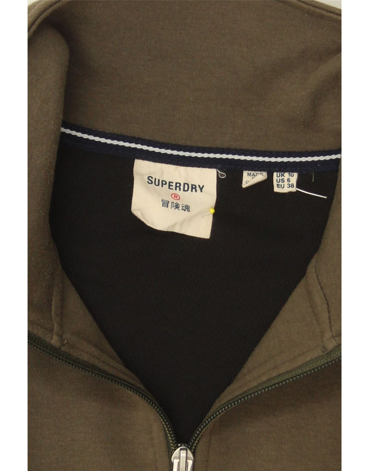 SUPERDRY Womens Crop Tracksuit Top Jacket UK 10 Small  Khaki Vintage Superdry and Second-Hand Superdry from Messina Hembry 