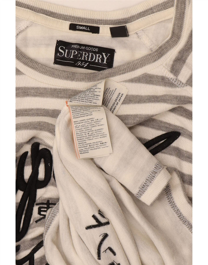 Superdry Γυναικείο τοπ μακρυμάνικο UK 10 μικρό γκρι ριγέ βαμβακερό
