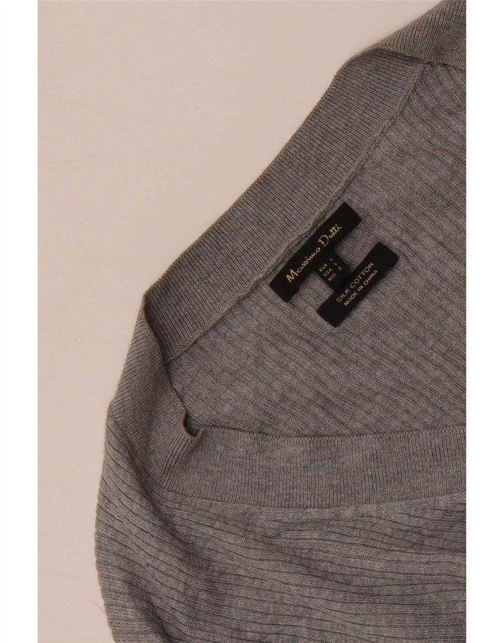 Massimo Dutti Γυναικείο τοπ μακρυμάνικο UK 14 Large Grey Silk