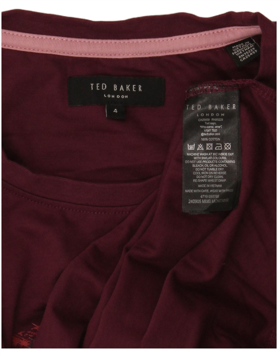 Ted Baker Ανδρικό γραφικό μπλουζάκι κορυφαίο 4 μεγάλο βαμβακερό καφέ