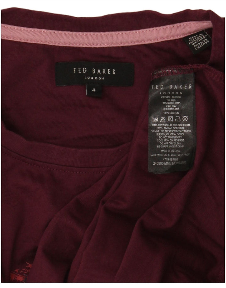 Ted Baker Ανδρικό γραφικό μπλουζάκι κορυφαίο 4 μεγάλο βαμβακερό καφέ