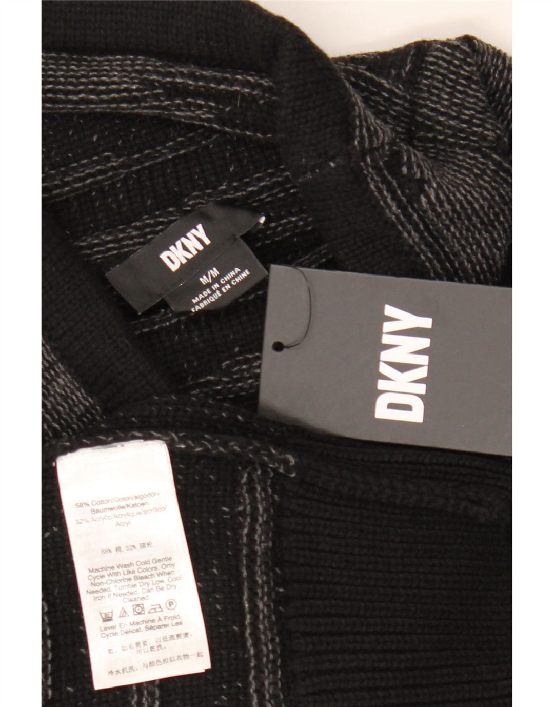Ανδρικό πουλόβερ Dkny Roll Neck, Βαμβακερό μεσαίο μαύρο ριγέ
