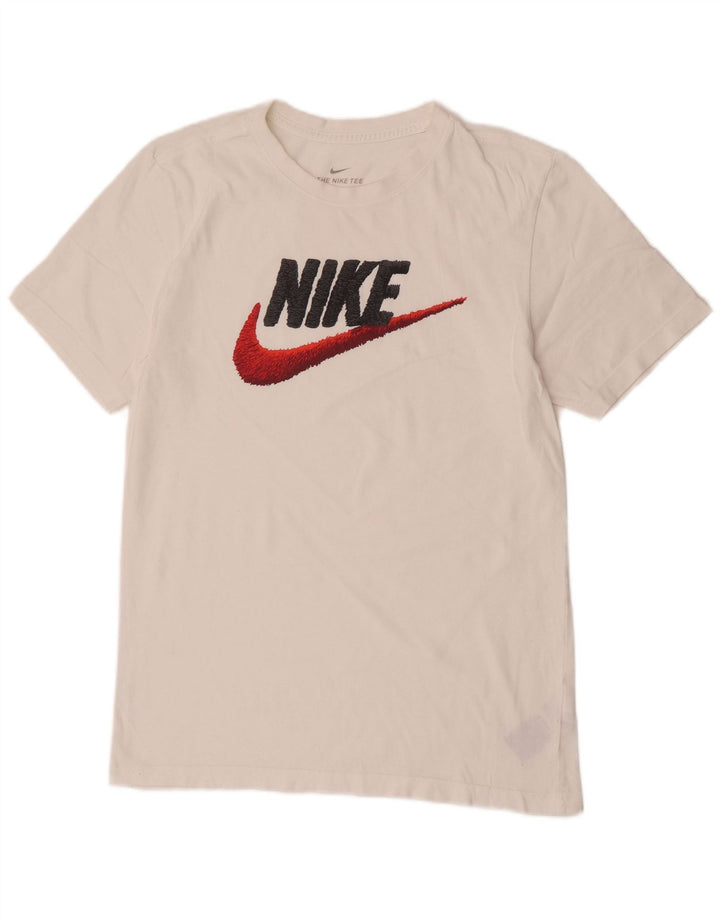 Ανδρικό γραφικό μπλουζάκι Nike, μικρό λευκό βαμβακερό