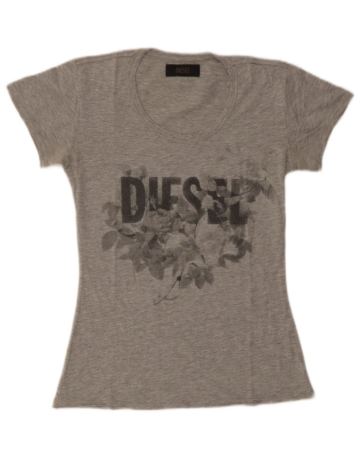 Γυναικείο T-Shirt Diesel Graphic Top UK 8 Small Grey