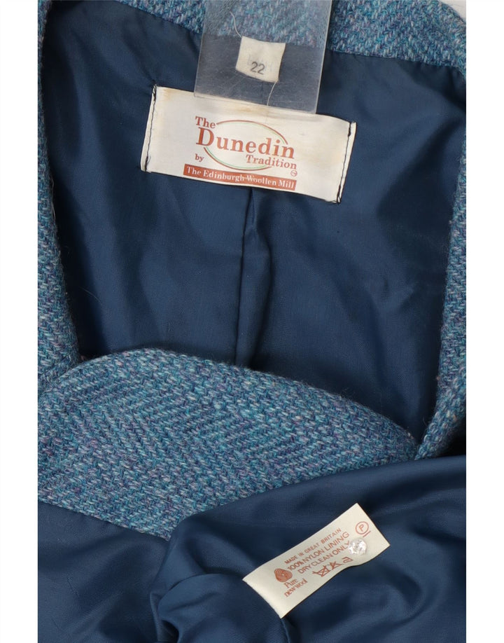 Dunedin γυναικείο σακάκι 2 κουμπιών σακάκι UK 22 3XL Μαλλί από μπλε ψαροκόκκαλο