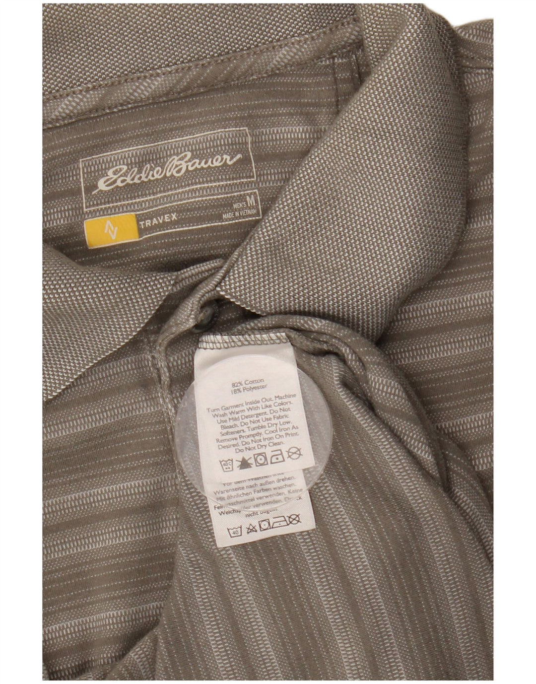 EDDIE BAUER Ανδρικό πουκάμισο πόλο με μεσαίο γκρι βαμβακερό ριγέ