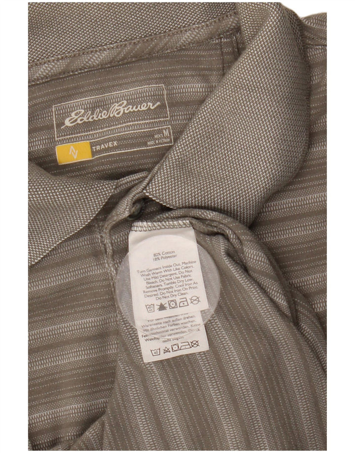 EDDIE BAUER Ανδρικό πουκάμισο πόλο με μεσαίο γκρι βαμβακερό ριγέ
