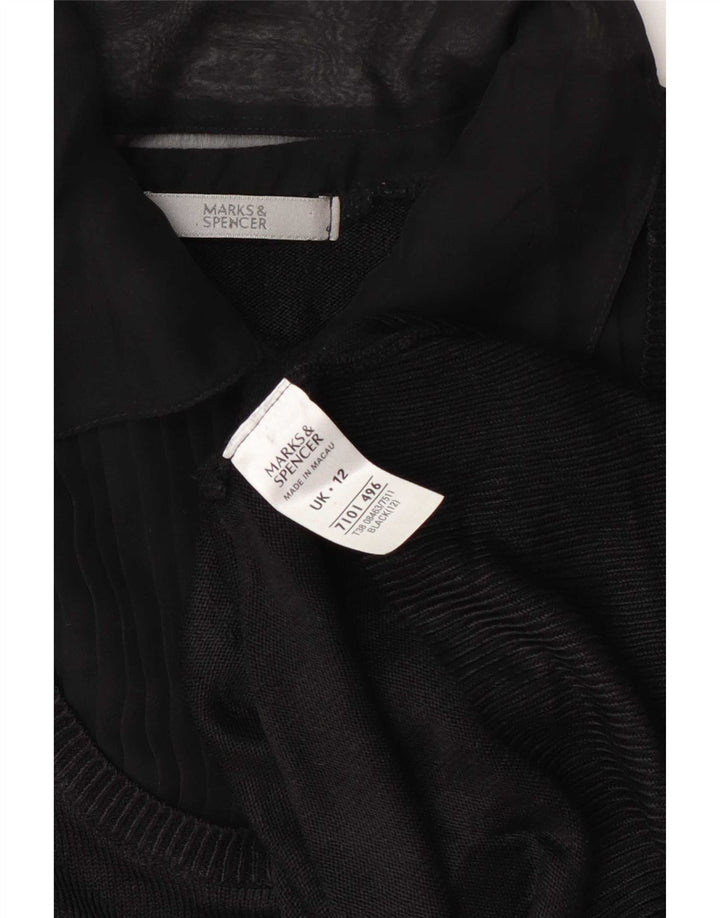 Marks & Spencer Γυναικείο πουλόβερ με λαιμό πόλο UK 12 Medium Black
