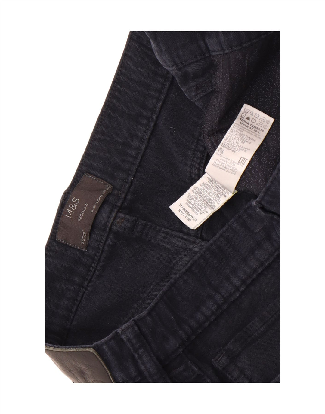 Ανδρικό καθημερινό παντελόνι Marks & Spencer W36 L29 Navy Blue Cotton