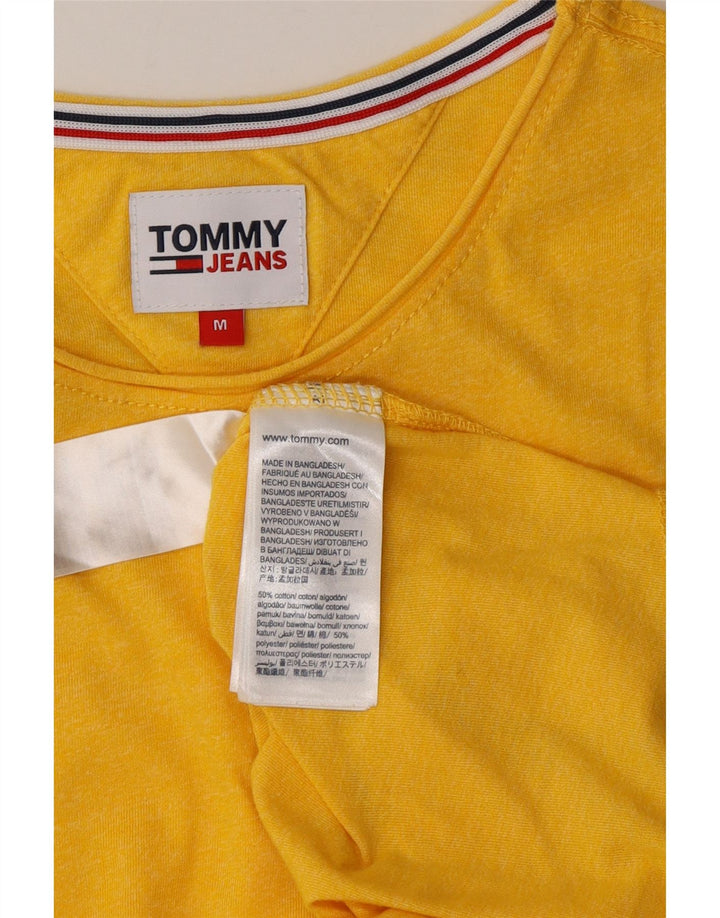 Γυναικείο T-Shirt TOMMY HILFIGER Top UK 14 μεσαίο κίτρινο βαμβακερό
