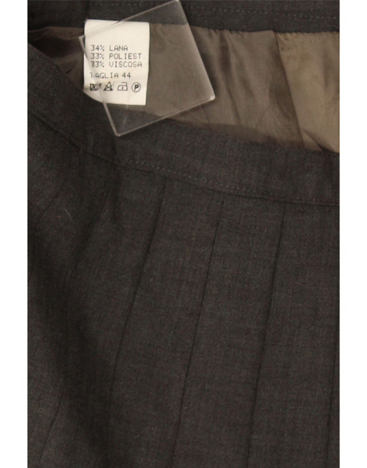 Vintage γυναικεία μαχαίρι πλισέ φούστα IT 44 Medium W32 Γκρι μαλλί