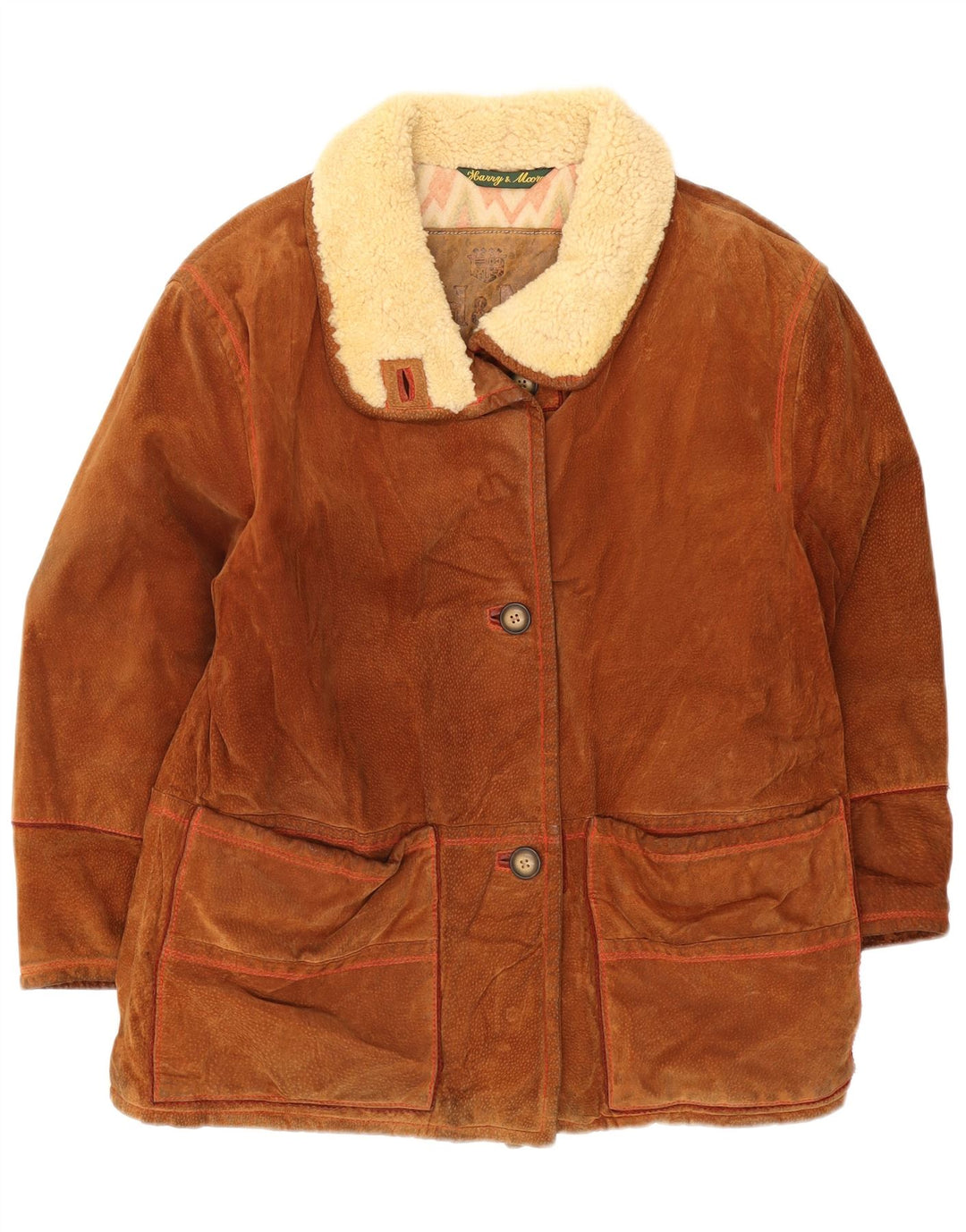 Harry&Moore Womens Oversized Suede Overcoat IT 42 Medium Brown Leather