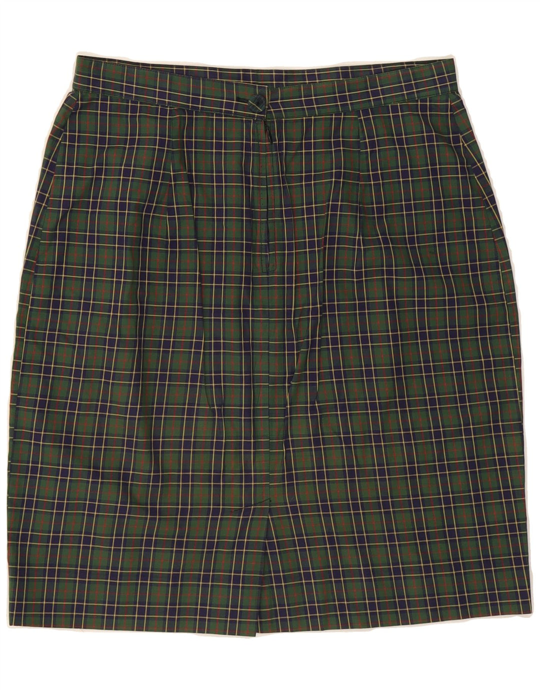 ALL OVER Womens Pencil Skirt IT 44 Medium W28 Green Check Cotton Vintage All Over and Second-Hand All Over from Messina Hembry 