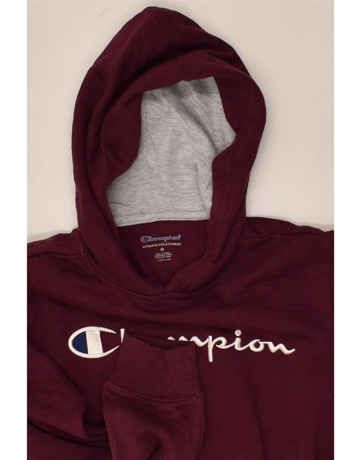 CHAMPION Womens Hoodie Jumper UK 14 Medium Burgundy Cotton | Vintage Champion | Thrift | Second-Hand Champion | Used Clothing | Messina Hembry 