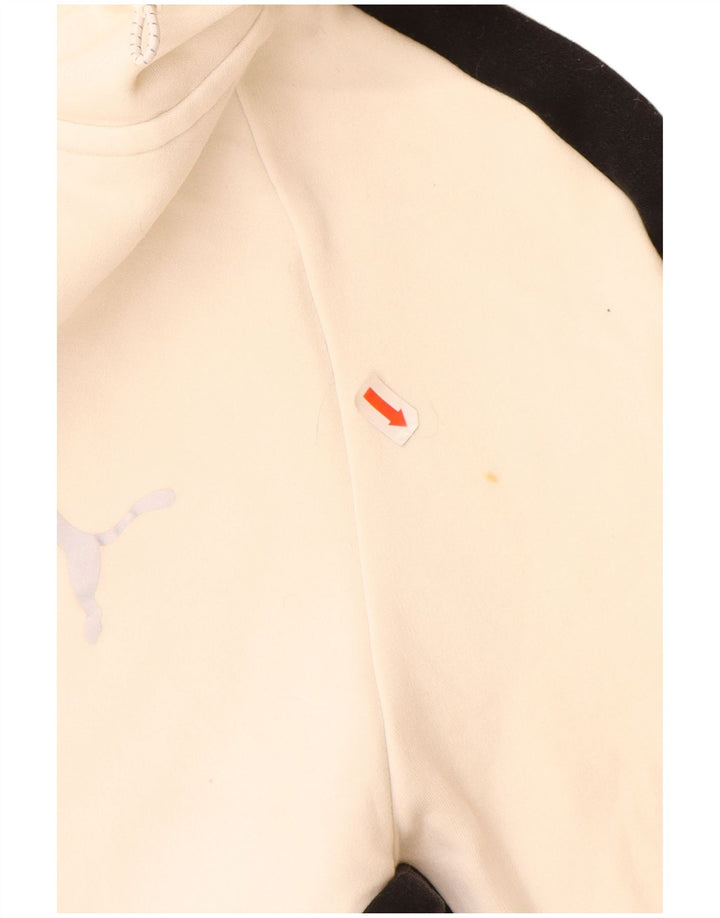 Ανδρικό πουλόβερ με κουκούλα με φερμουάρ PUMA XL σε ανοιχτό λευκό χρώμα, βαμβακερό