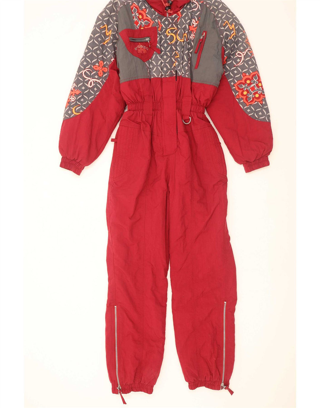 X-Cape γυναικεία φόρμα σκι UK 10 Small Red Geometric Nylon