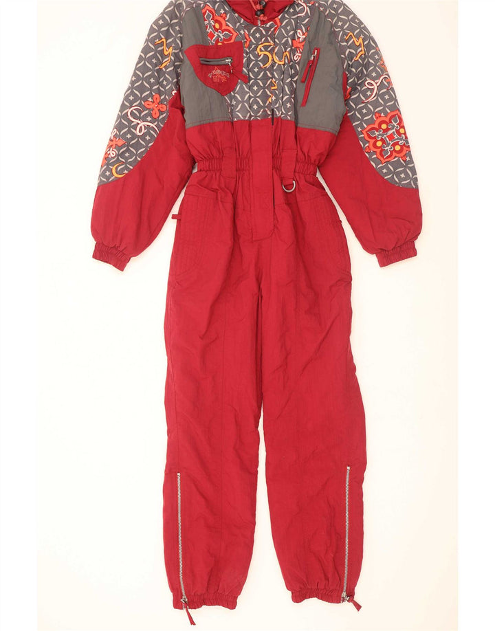 X-Cape γυναικεία φόρμα σκι UK 10 Small Red Geometric Nylon