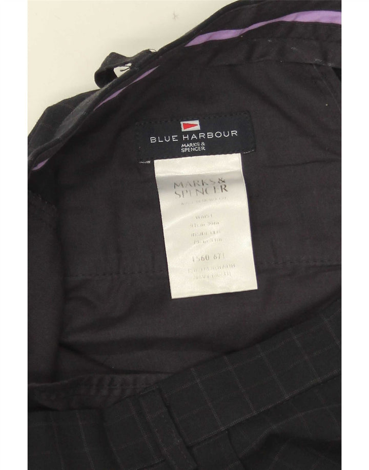 Marks & Spencer Ανδρικό Μπλε Harbour ίσιο παντελόνι W36 L31 Navy Check