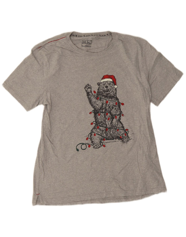 Ανδρικό γραφικό T-Shirt Fat Face Top Μεγάλο γκρι βαμβακερό χριστουγεννιάτικο