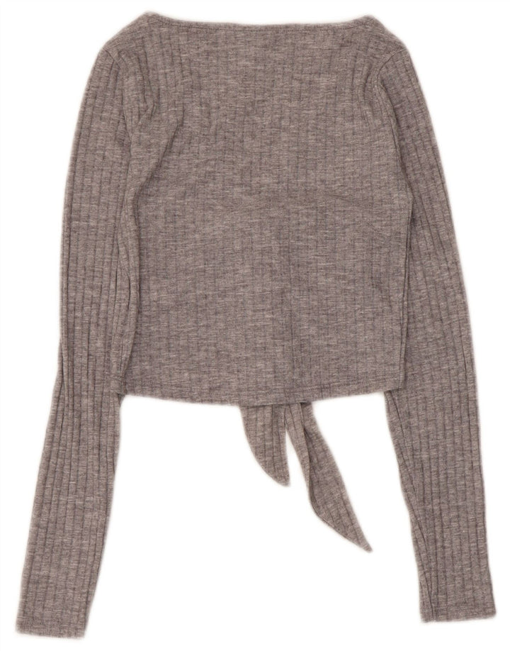 Topshop Γυναικείο μακρυμάνικο τοπ UK 6 XS Grey Polyester