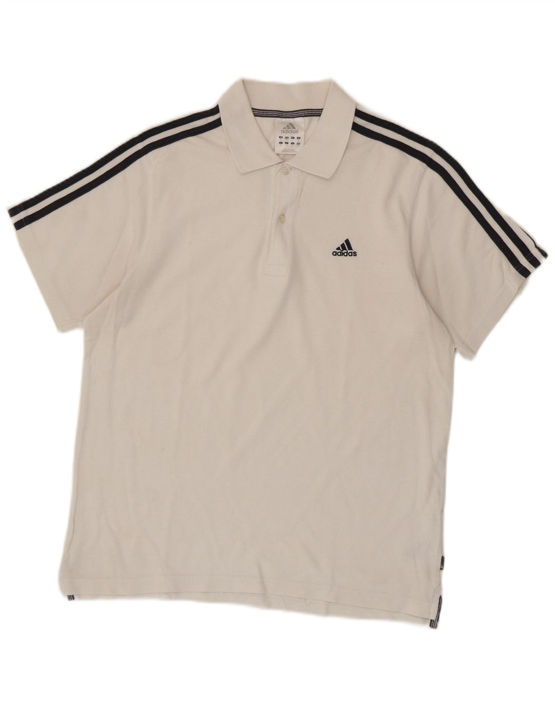 Ανδρικό πουκάμισο πόλο Adidas, μεσαίο λευκό βαμβακερό