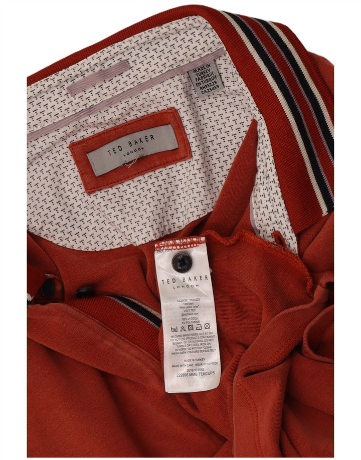 Ted Baker Ανδρικό πουκάμισο πόλο XL πορτοκαλί ριγέ Lyocell