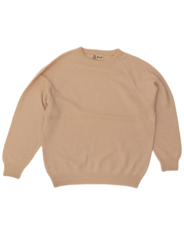 Pringle Mens Loose Fit Crew Neck Jumper Sweater Small Beige Wool