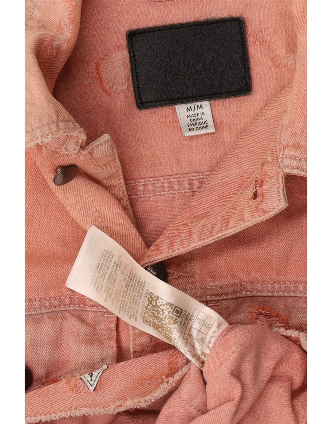 Guess Womens Graphic Denim Gilet UK 14 Medium Pink Cotton