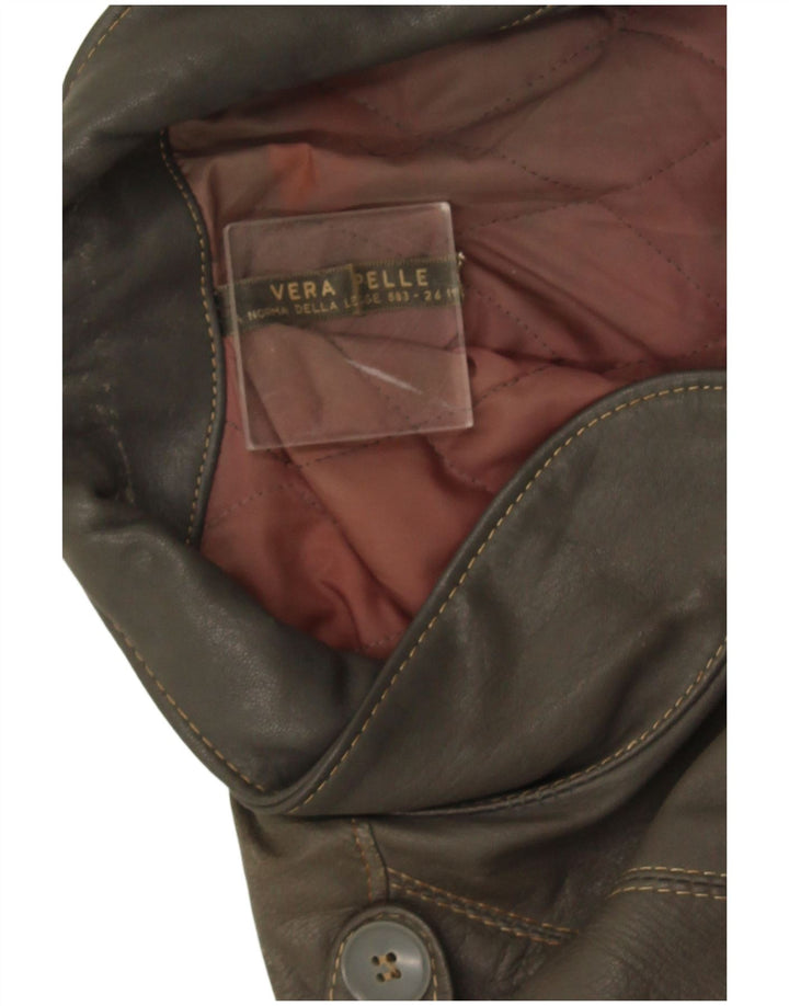 Vintage Ανδρικό Στρατιωτικό Δερμάτινο Μπουφάν UK 38 Medium Khaki Leather