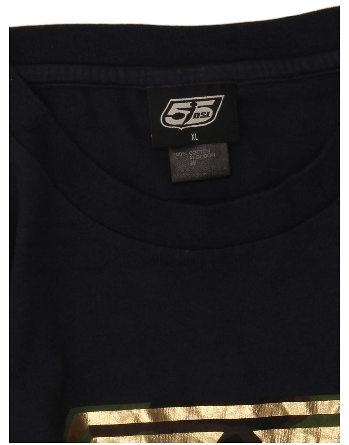 Ανδρικό γραφικό τοπ DIESEL Μακρυμάνικο XL Navy Blue Cotton