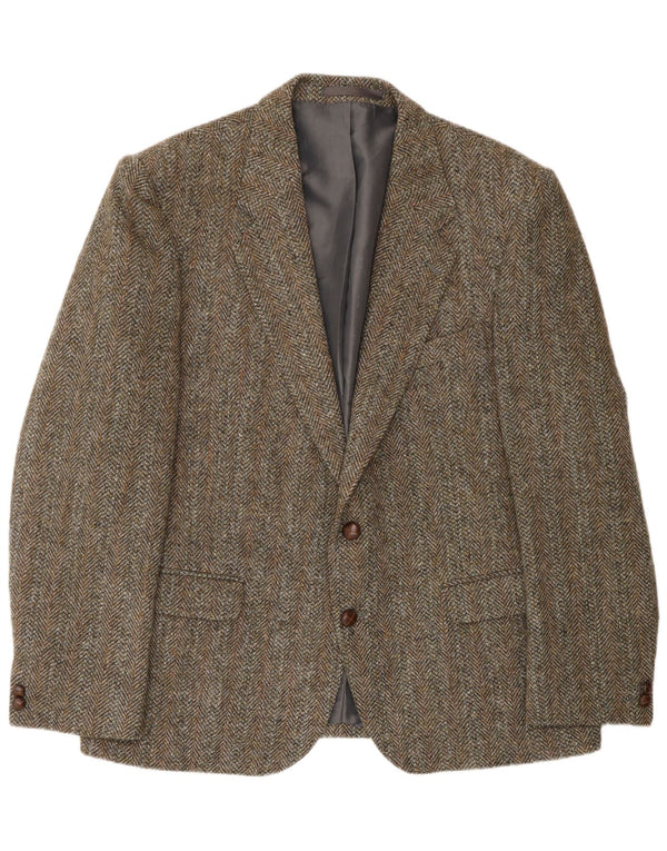 Ανδρικό μπουφάν HARRIS TWEED 2 κουμπιά σακάκι UK 46 3XL πράσινο μαλλί ψαροκόκαλο