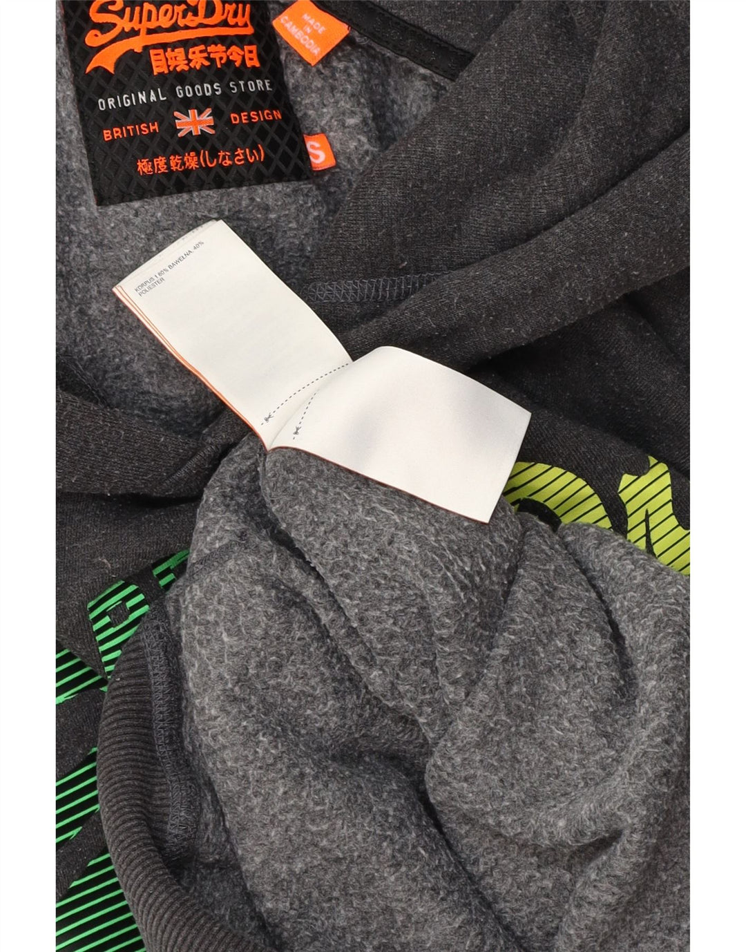 Ανδρικό γραφικό κουκούλα Superdry Μικρό Γκρι βαμβακερό