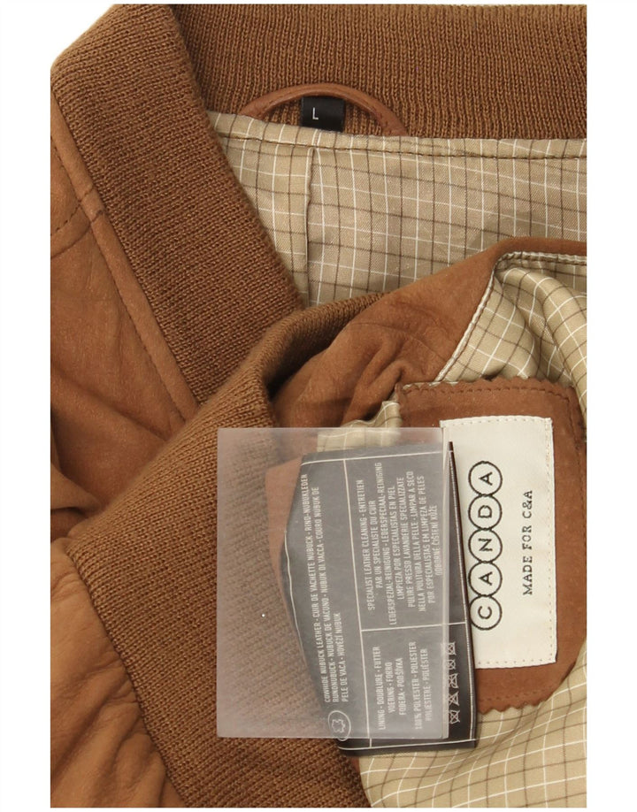 Canda Ανδρικό Suede Bomber Jacket UK 40 Large Brown Δερμάτινο