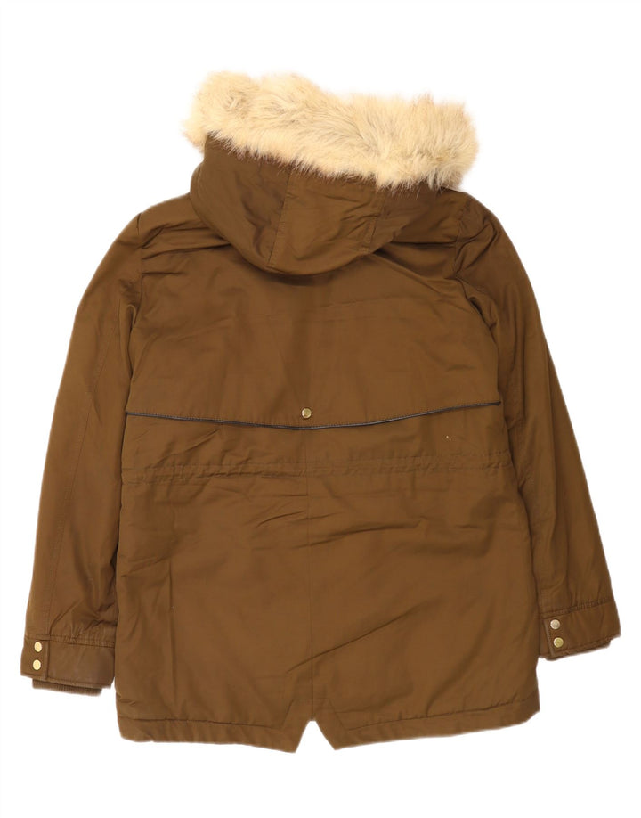 Zara Γυναικείο Trafaluc Oversized Sherpa Parka Jacket UK 10 Small Brown