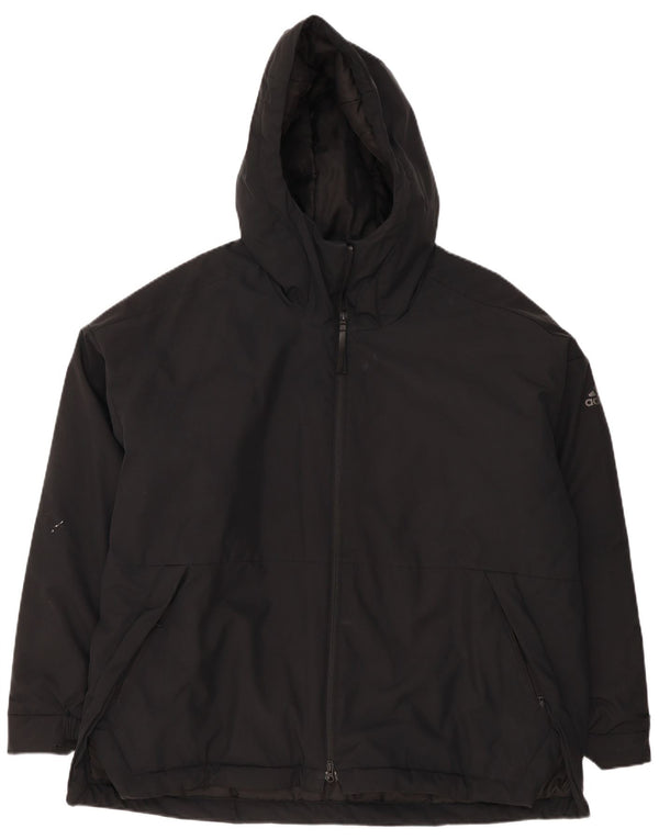 Adidas Mens Hooded Padded Jacket UK 42 XL Black Polyester