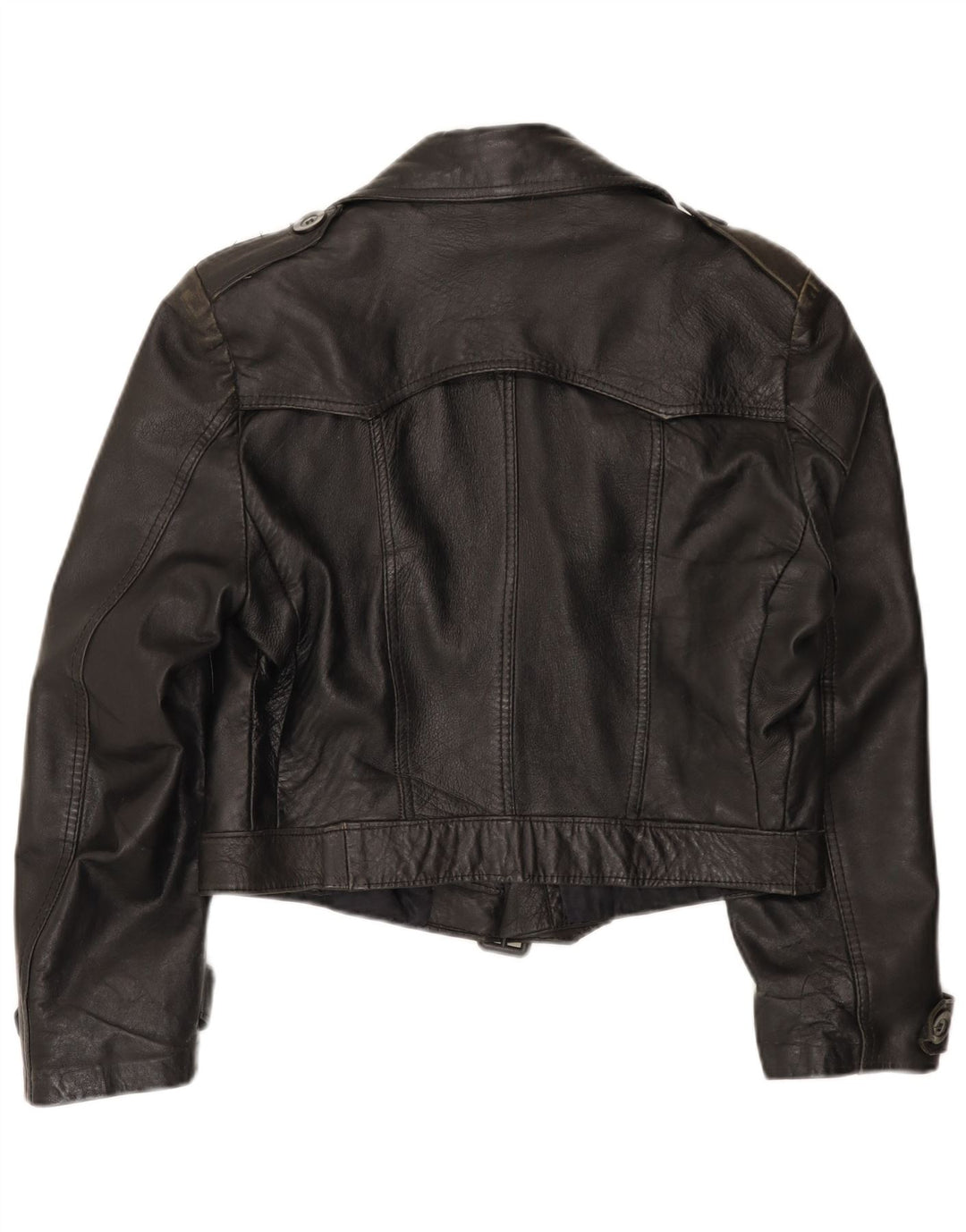 VINTAGE Γυναικείο Crop Military Jacket UK 12 Medium Black