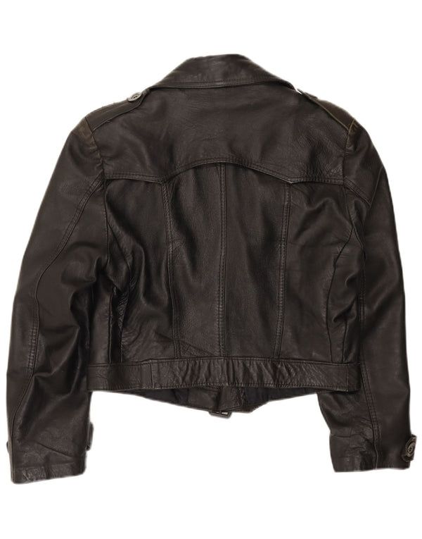 VINTAGE Γυναικείο Crop Military Jacket UK 12 Medium Black