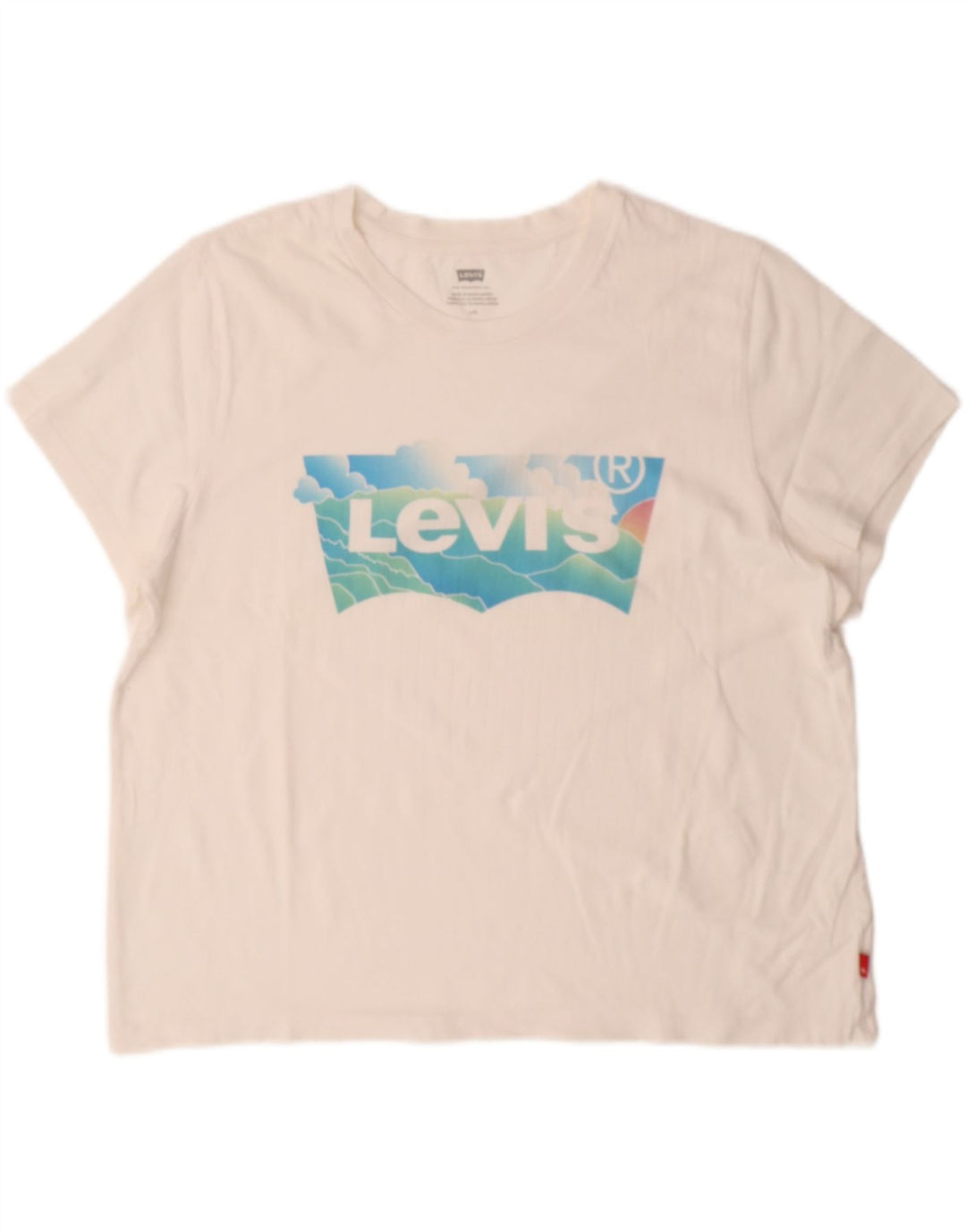 LEVI'S Womens Graphic T-Shirt Top UK 16 Large White
