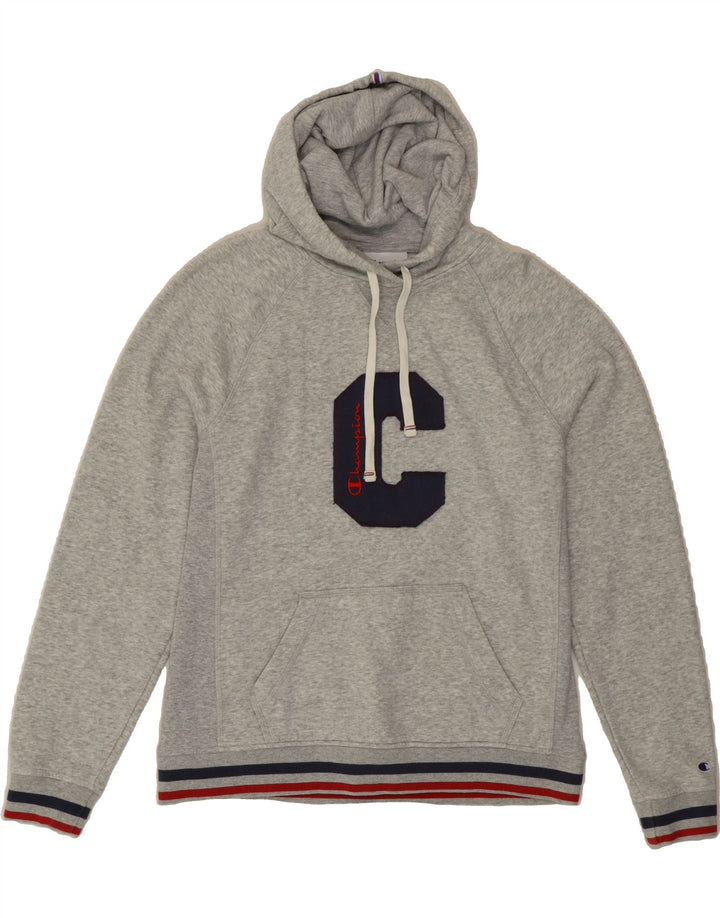 CHAMPION Womens Graphic Hoodie Jumper UK 14 Medium Grey Vintage Champion and Second-Hand Champion from Messina Hembry 