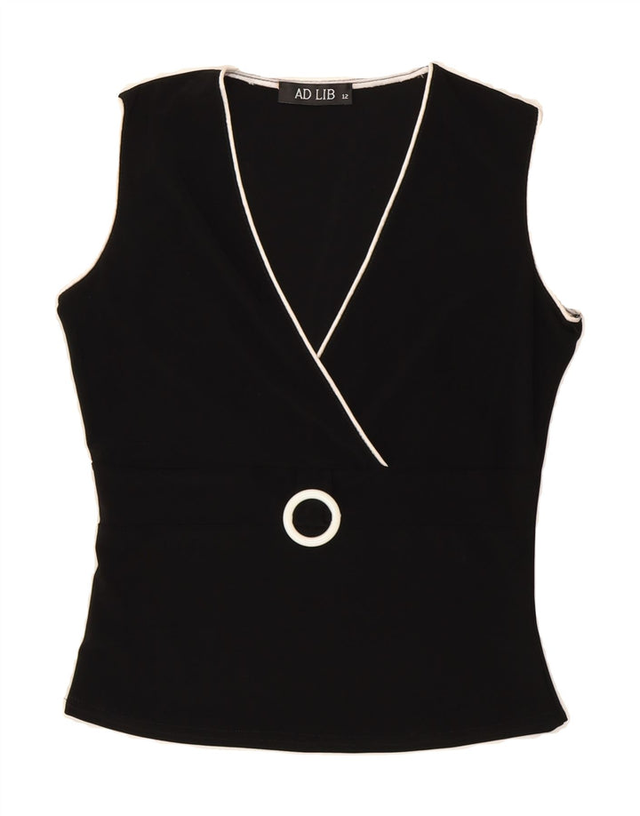 ADLIB Womens Sleeveless Blouse Top UK 12 Medium  Black Polyester Vintage Adlib and Second-Hand Adlib from Messina Hembry 