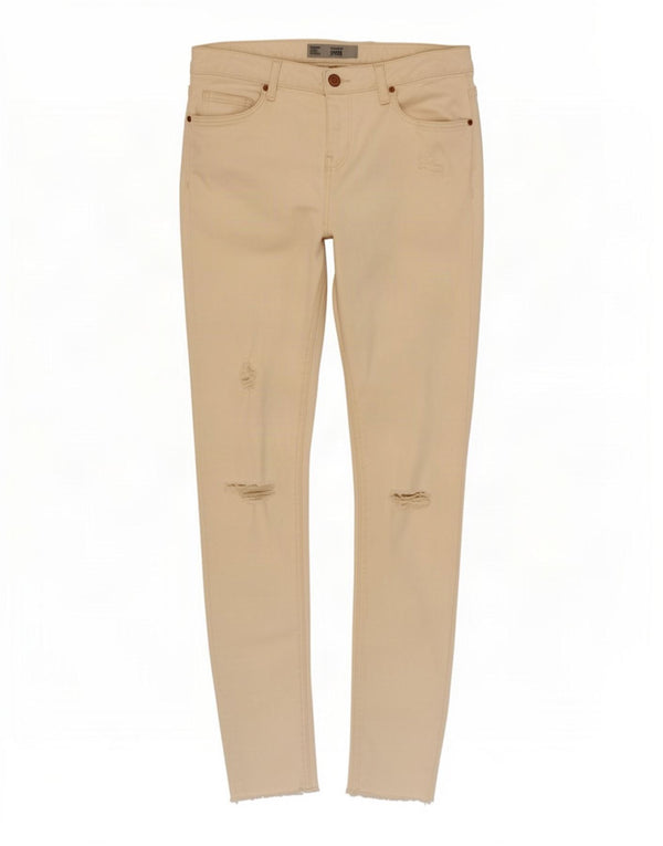 Topshop Womens Jamie Distressed Skinny Jeans W30 L29 Off White Cotton