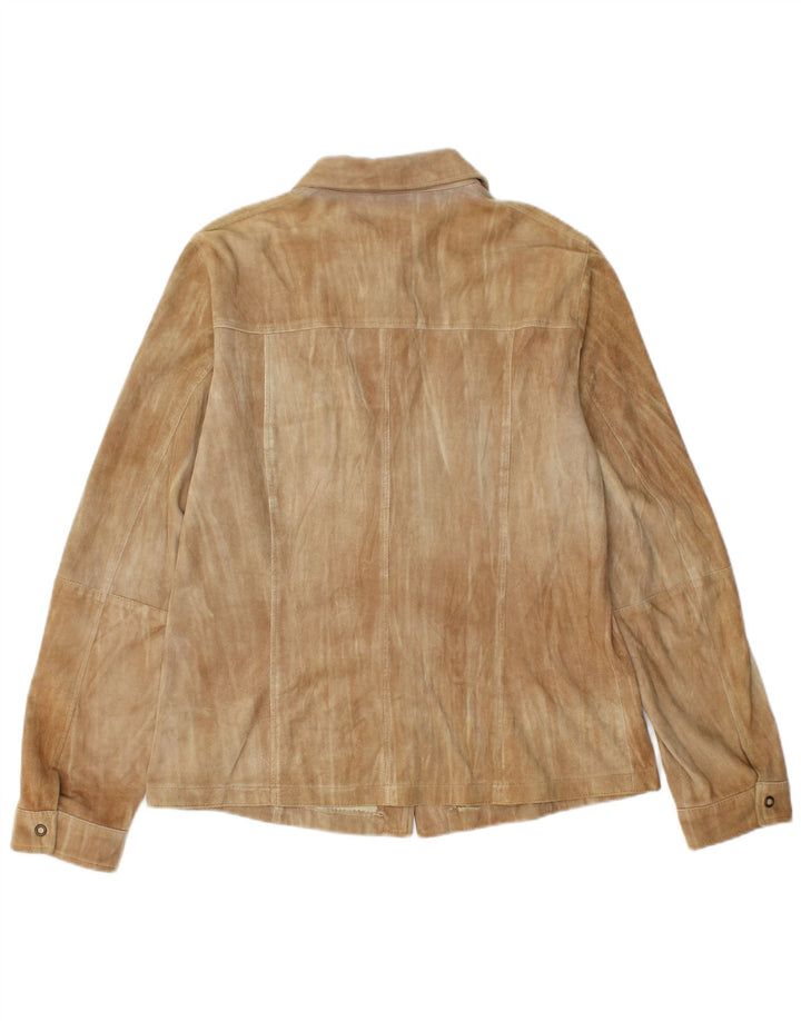 Marella Γυναικείο Suede πουκάμισο UK 16 Large Brown Δερμάτινο