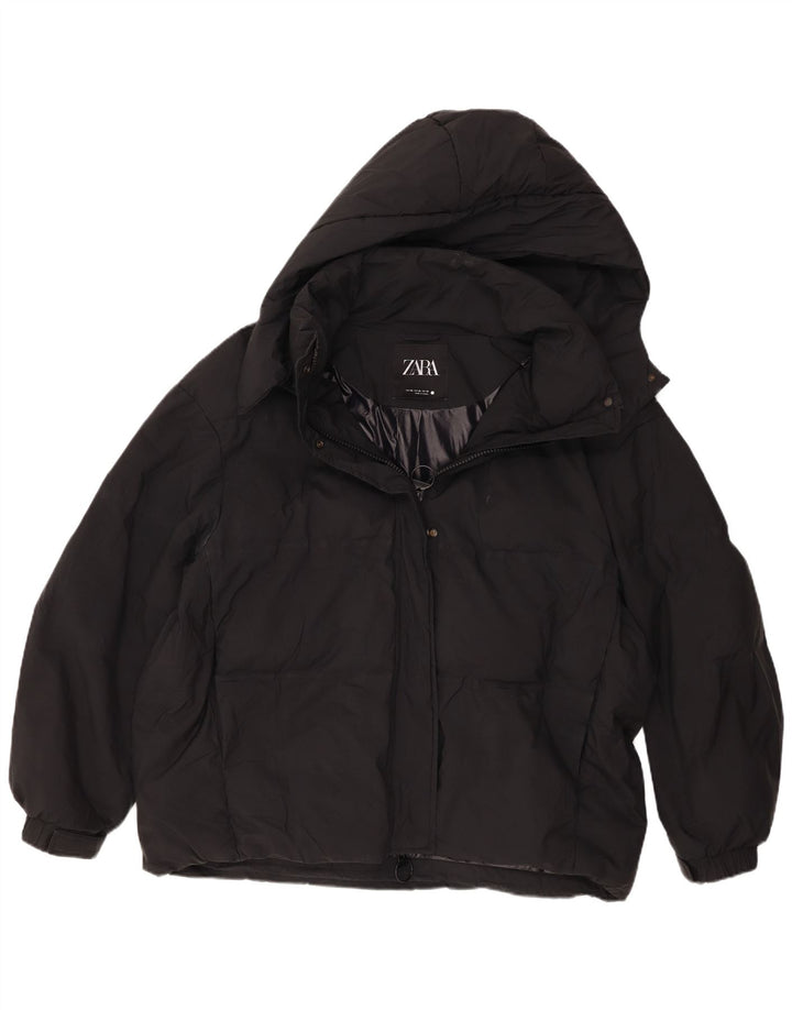 Zara Γυναικείο μπουφάν με κουκούλα UK 18 XL Μαύρο