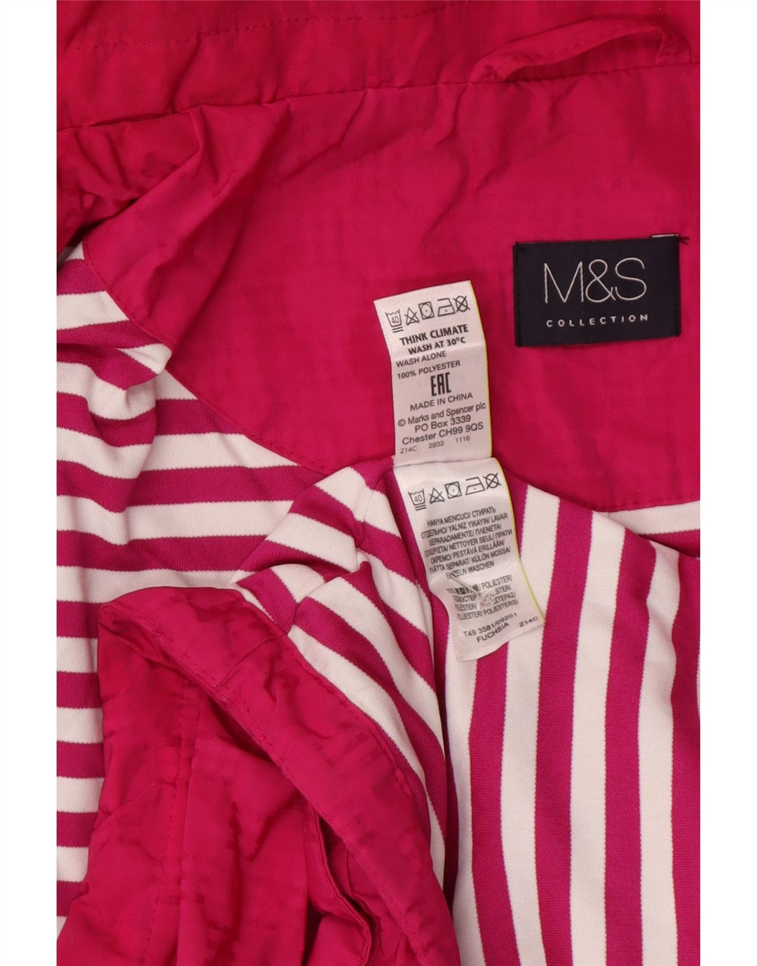 Marks & Spencer Γυναικείο μπουφάν βροχής με κουκούλα UK 18 XL Pink Polyester
