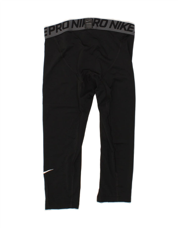 NIKE Womens Dri Fit Graphic Capri Leggings UK 12 Medium  Black Polyester Vintage Nike and Second-Hand Nike from Messina Hembry 