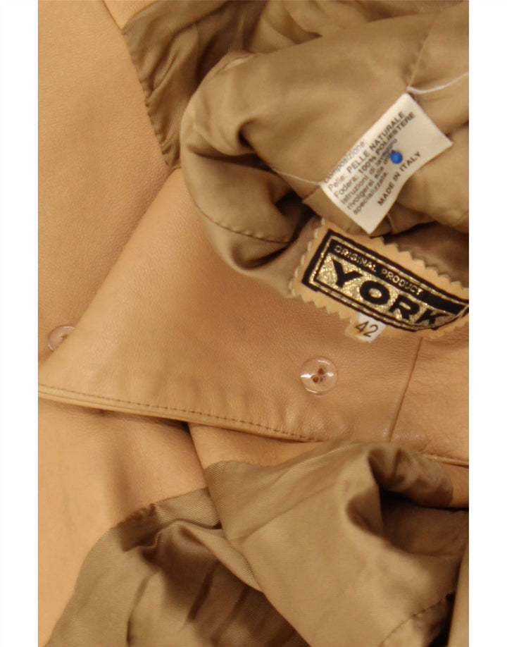 York Γυναικείο Δερμάτινο Μπουφάν IT 42 Medium Beige