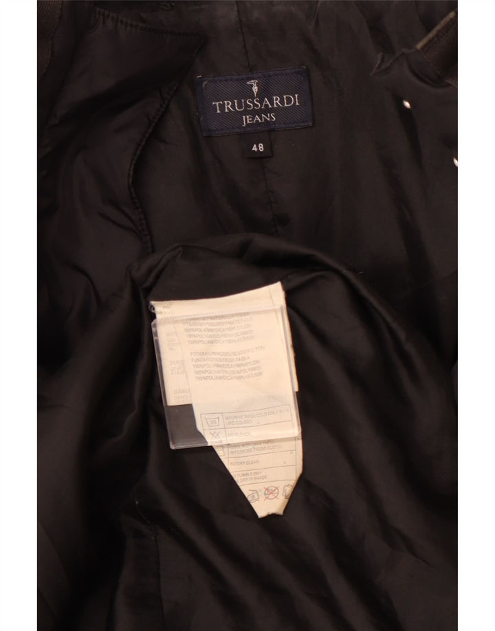 TRUSSARDI JEANS Γυναικείο παλτό με επένδυση IT 48 XL Μαύρο Πολυαμίδιο