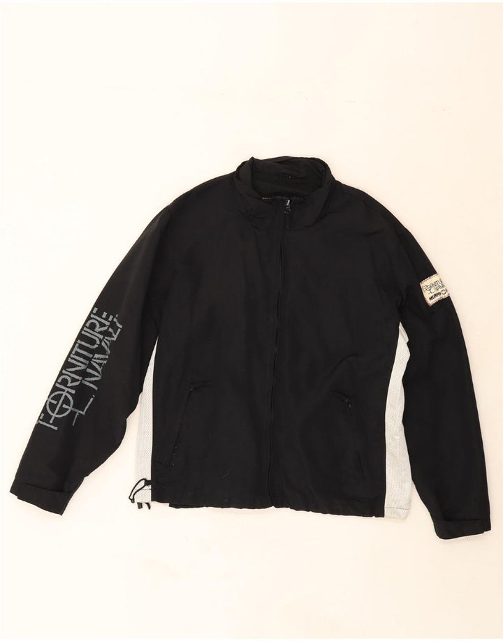 MURPHY & NYE Mens Graphic Tracksuit Top Jacket Small Black Colourblock Vintage Murphy & Nye and Second-Hand Murphy & Nye from Messina Hembry 